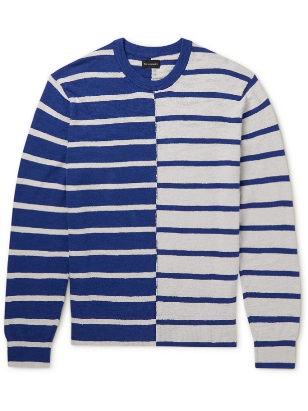 Photo: Club Monaco - Striped Slub Cotton-Blend Sweater - Blue