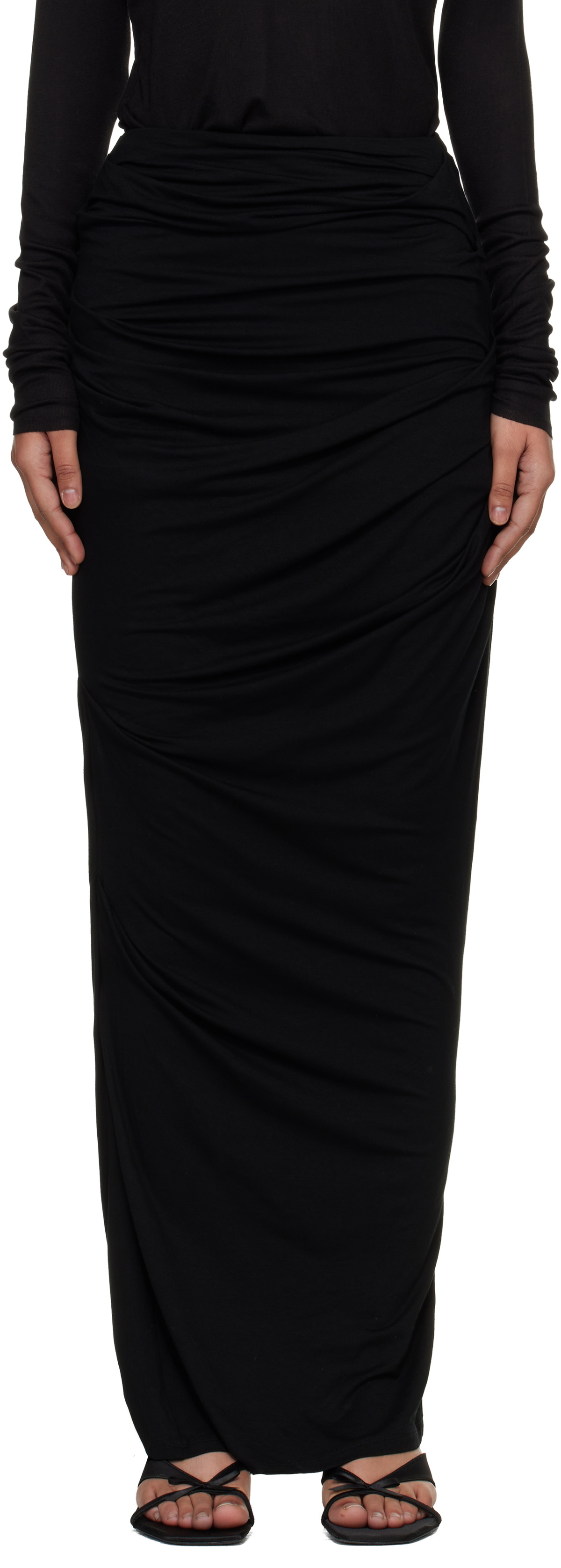 Entire Studios Black Drape Maxi Skirt