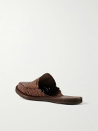 Yuketen - Chamula Punta Mita Woven Leather Backless Loafers - Brown