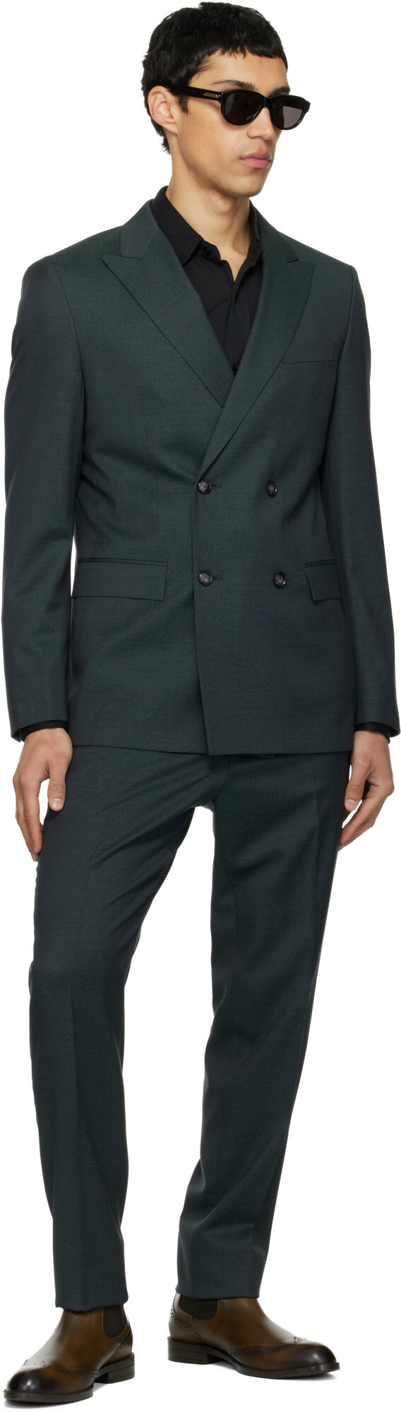 BOSS Gray Slim-Fit Virgin Wool Suit