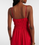 Staud Ayla shirred linen midi dress