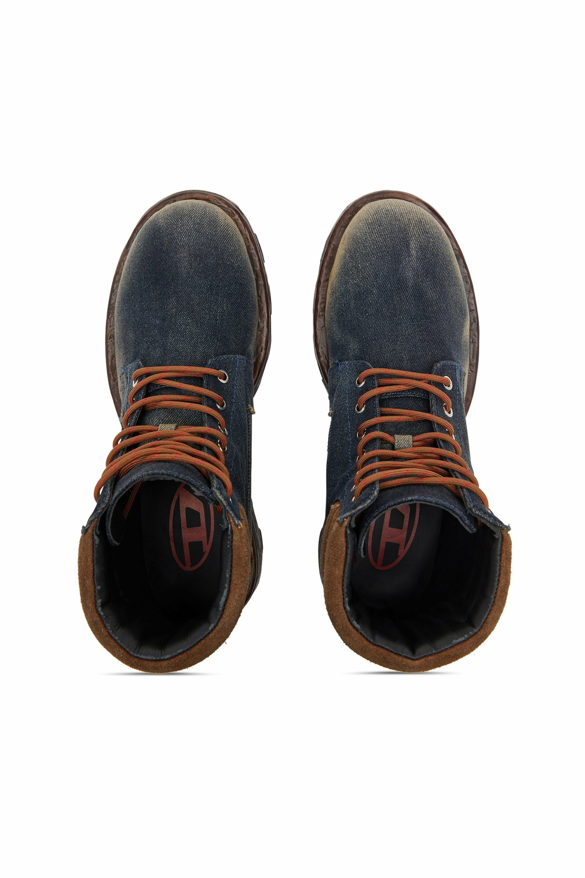 Diesel D-Hammer-Combat boots in denim and suede - Boots Mens in Blue
