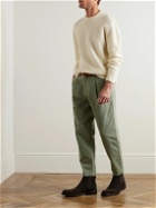 Mr P. - Tapered Pleated Garment-Dyed Cotton-Blend Twill Trousers - Green