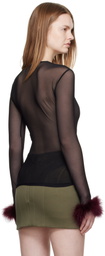 Mugler Black Marabou Mesh T-shirt