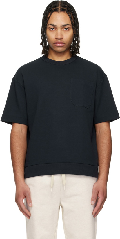 Photo: BOSS Navy Peached Cotton Blend T-shirt