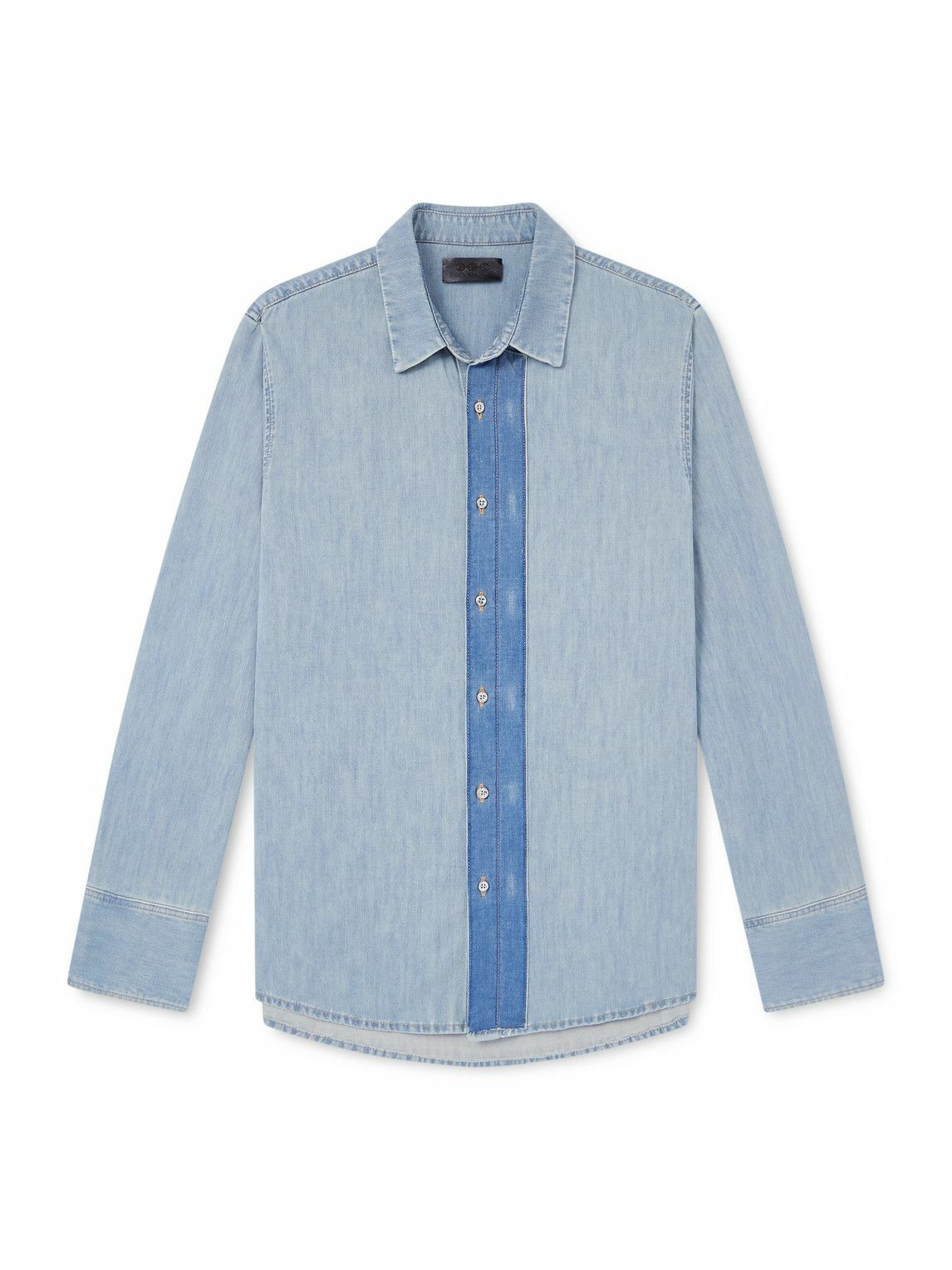 424 - HOORSENBUHS Two-Tone Denim Shirt - Blue