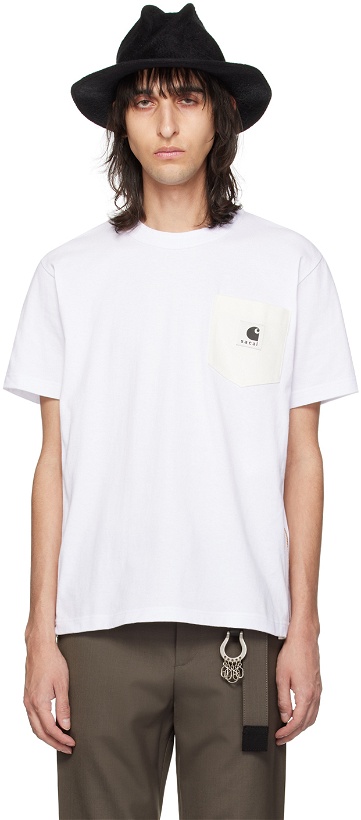 Photo: sacai White Carhartt WIP Edition T-Shirt