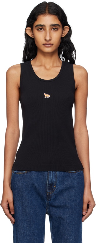 Photo: Maison Kitsuné Black 'Baby Fox' Ribbed Tank Top