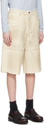 Serapis Beige Tar-Painted Wide Sailor Shorts