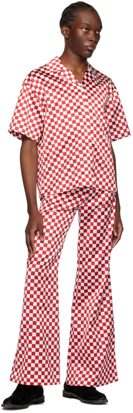 Meryll Rogge◆Red Scarf Meryll Rogge Burgundy & White Check Shirt Meryll Rogge