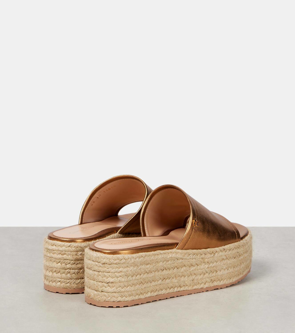Gianvito Rossi Metallic leather espadrille slides