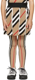 Burberry Kids Beige Icon Stripe Rosalita Pleated Skirt