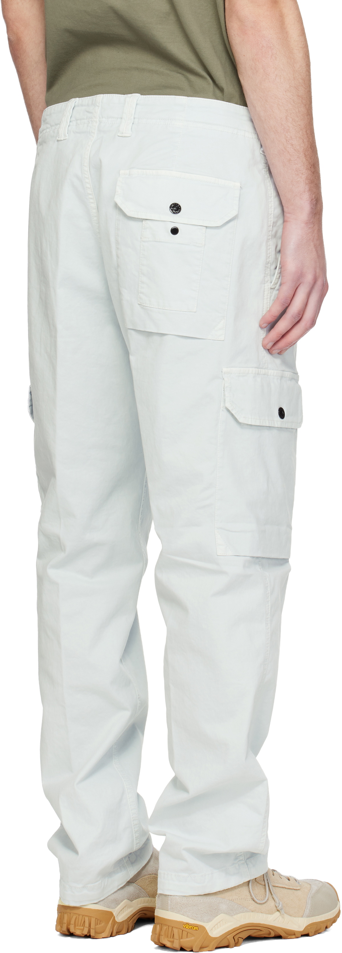 Stone Island Blue 3100011 Organic Broken Twill Old Effect Cargo Pants