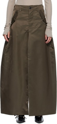 sacai Khaki Nylon Twill Maxi Skirt