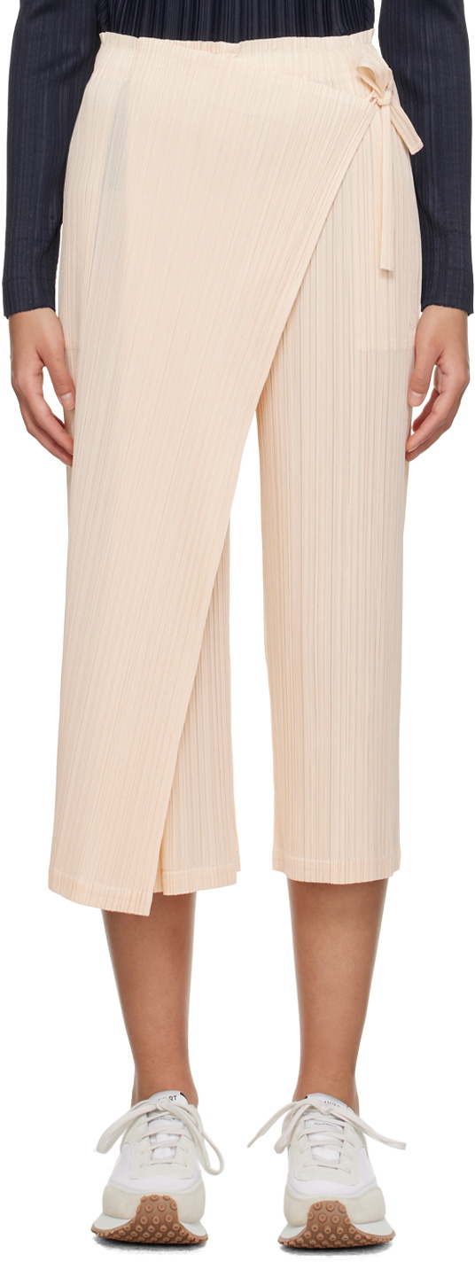 Pleats Please Issey Miyake Beige Monthly Colors February Trousers
