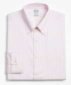 Brooks Brothers Men's Stretch Regent Regular-Fit Dress Shirt, Non-Iron Twill Button-Down Collar Bold Stripe | Pink