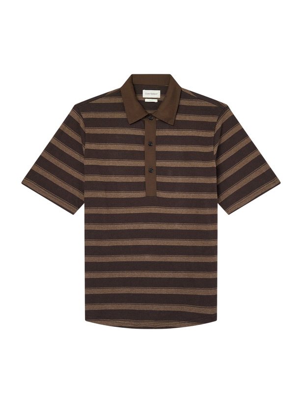 Photo: Oliver Spencer - Stanfield Striped Organic Cotton Polo Shirt - Brown