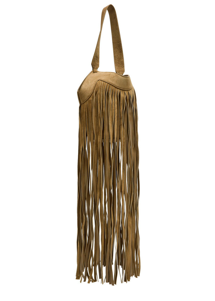 Khaite Lotus Nano Fringed Suede Tote - Natural - One Size