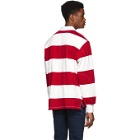rag and bone Red and Off-White Striped Rugby Polo