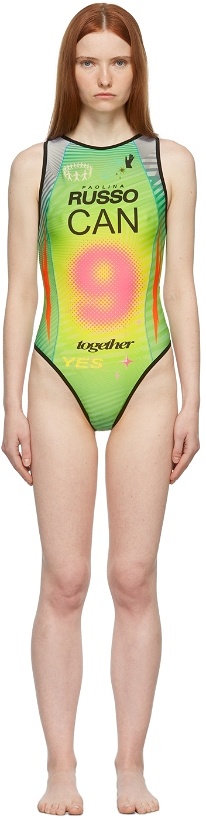 Photo: Paolina Russo SSENSE Exclusive Green One-Piece Printed Swimsuit