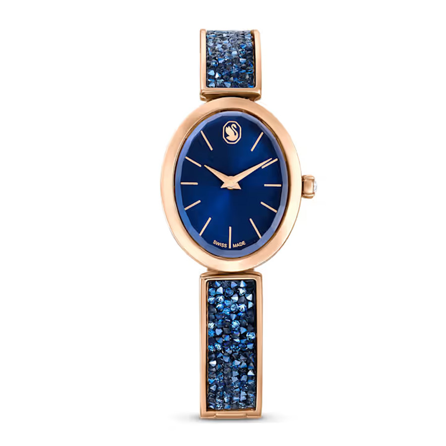 Swarovski Crystal Rock Oval Quartz Blue Dial Watch 5656822