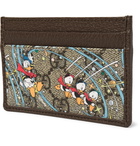 GUCCI - Disney Leather-Trimmed Printed Monogrammed Coated-Canvas Cardholder - Brown