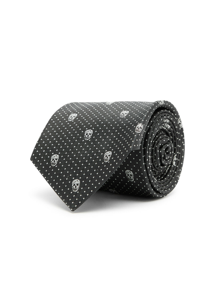Alexander Mcqueen Skull and Polka-dot Jacquard Silk tie - Black - One Size