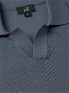 Dunhill - Ribbed Mulberry Silk and Cotton-Blend Polo Shirt - Blue