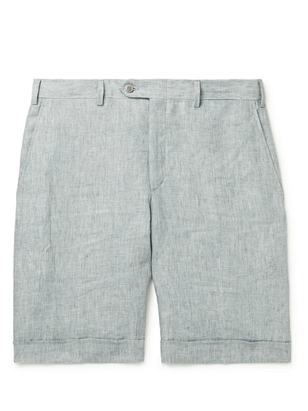 Photo: Brioni - Tropical Slim-Fit Slub Linen Shorts - Gray