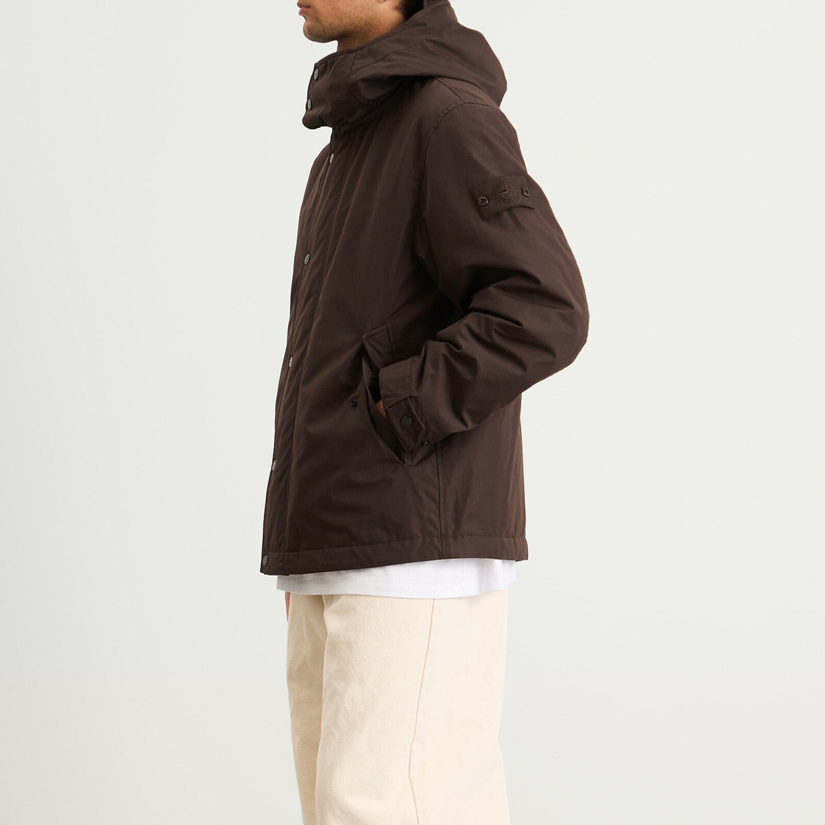 Stone Island Men's Ghost Weatherproof Cotton Canvas Parka Jacket in Dark Brown