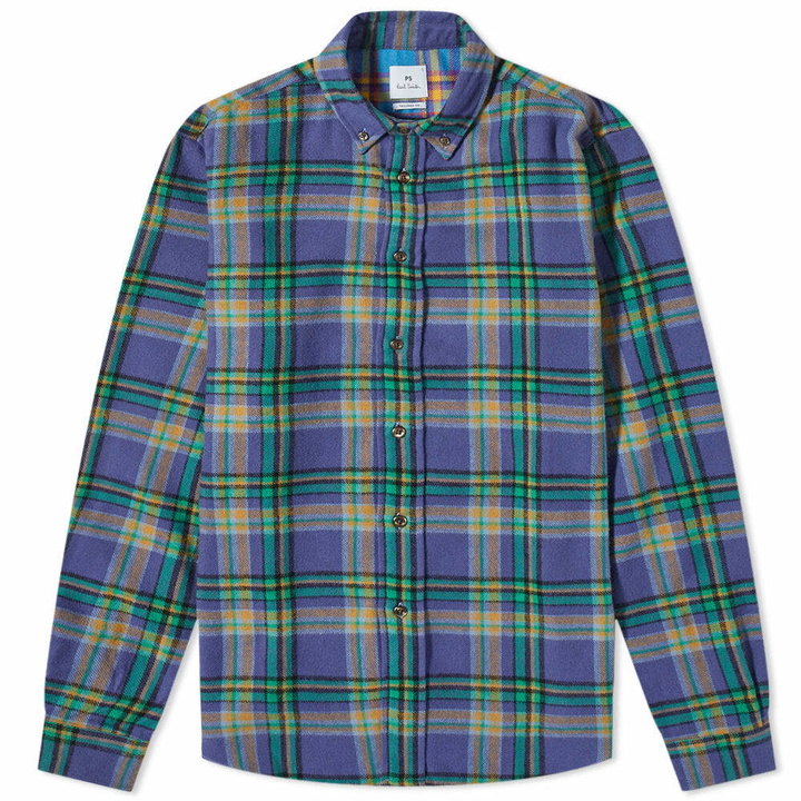 Photo: Paul Smith Men's Button Down Checked Shirt in Blue Check