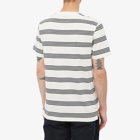 Albam Men's Fine Stripe T-Shirt in Off-White/Navy