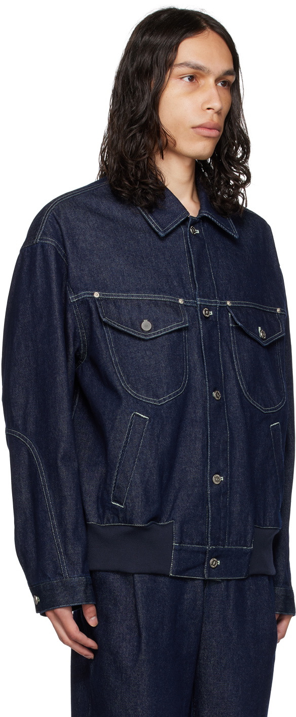 AFTER PRAY Indigo Contrast Stitching Denim Jacket
