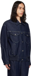 AFTER PRAY Indigo Contrast Stitching Denim Jacket