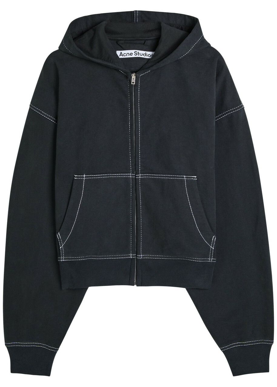 Acne Studios Logo-embroidered Hooded Cotton Sweatshirt Black
