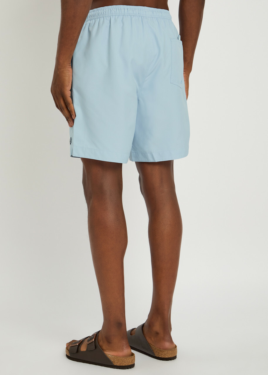 Fred Perry Logo-embroidered Shell Swim Shorts Light Blue