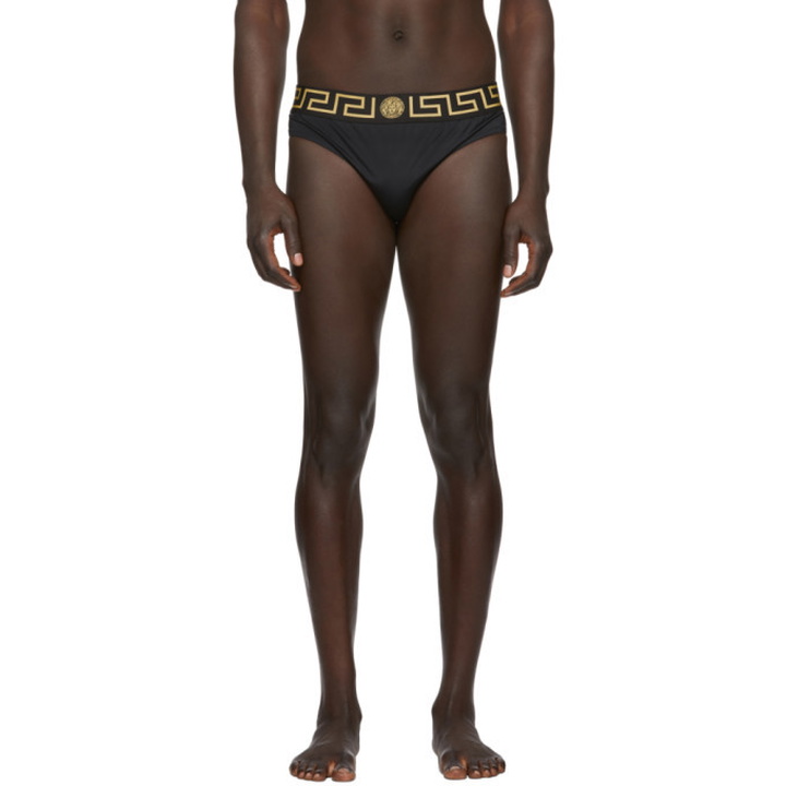 Photo: Versace Underwear Black Greek Key Swim Briefs