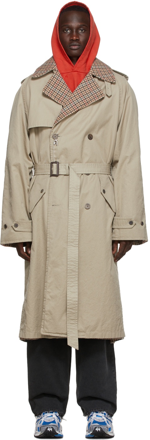 Buy Balenciaga women beige reversible trench coat for $3,775