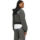 We11done Gray Washed Doodle Teddy Zip-Up Hoodie