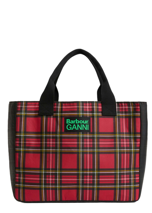 Photo: Barbour X Ganni Logo-embroidered Tartan Waxed Cotton Tote - Red - One Size