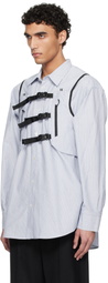doublet Blue & White Trail Vest Stripe Shirt