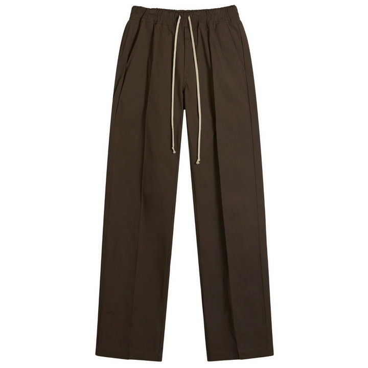Photo: Rick Owens Men's Heavy Cotton Poplin Dietrich Drawstring Trousers in Dark Dust