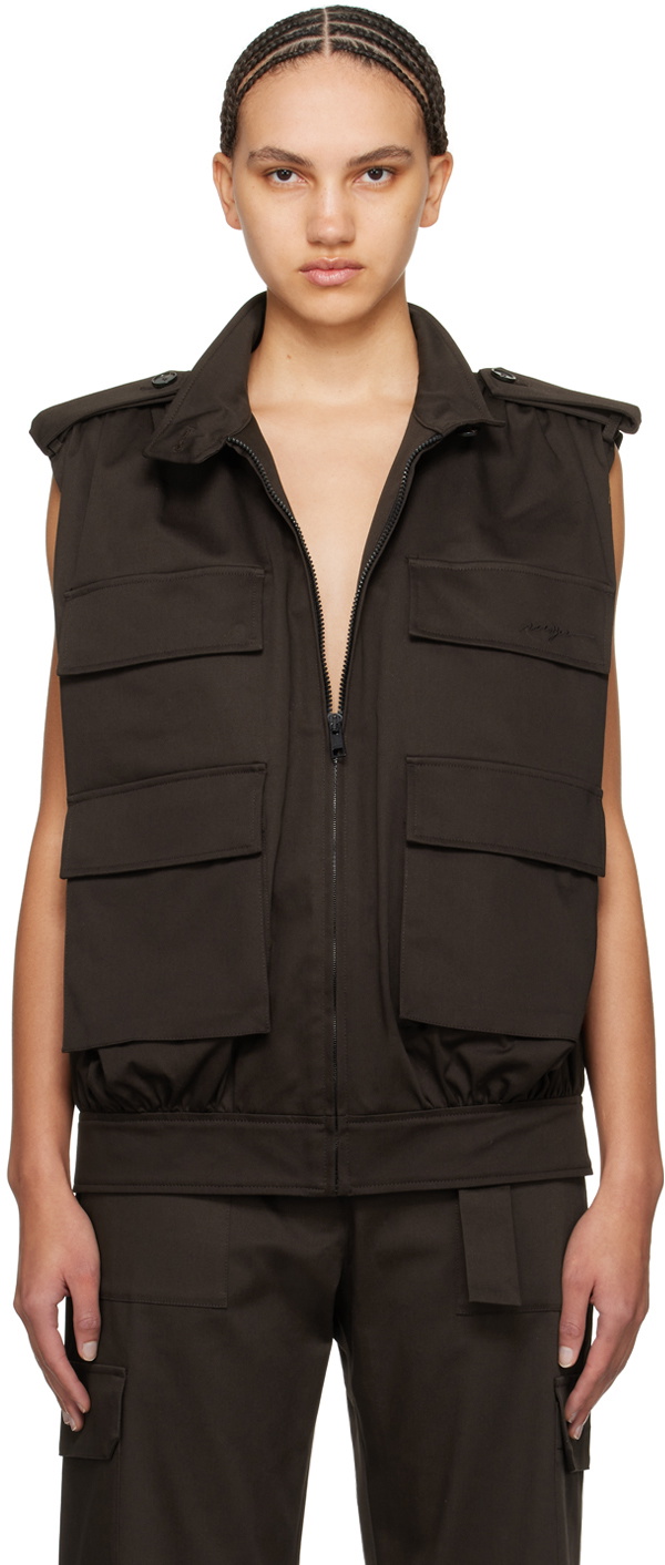 MSGM Brown Cargo Vest
