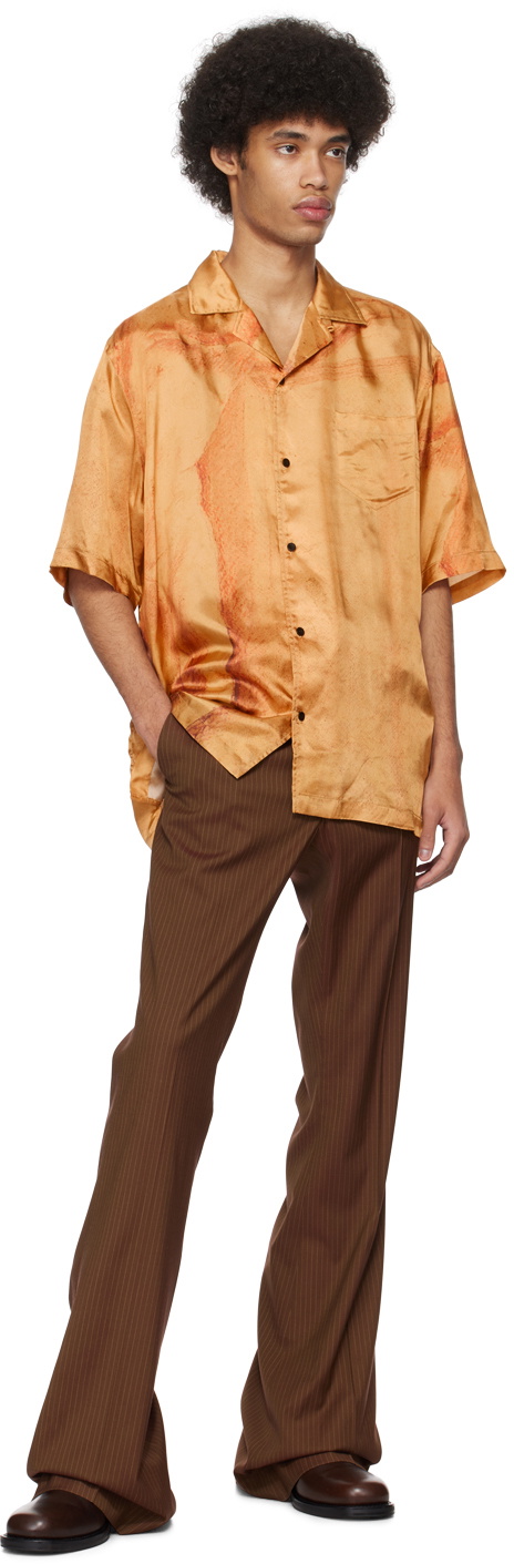 EGONlab Orange Open Spread Collar Shirt