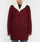 Loewe - Shearling-Lined Striped Wool and Silk-Blend Jacquard Coat - Men - Red
