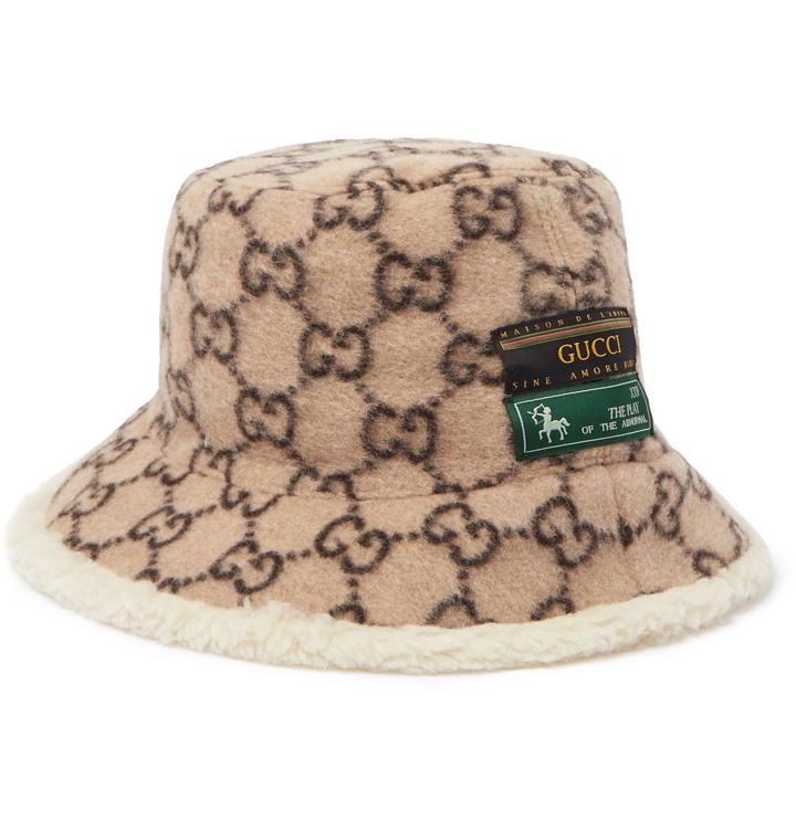 Photo: Gucci - Fleece-Lined Monogrammed Wool-Blend Bucket Hat - Brown