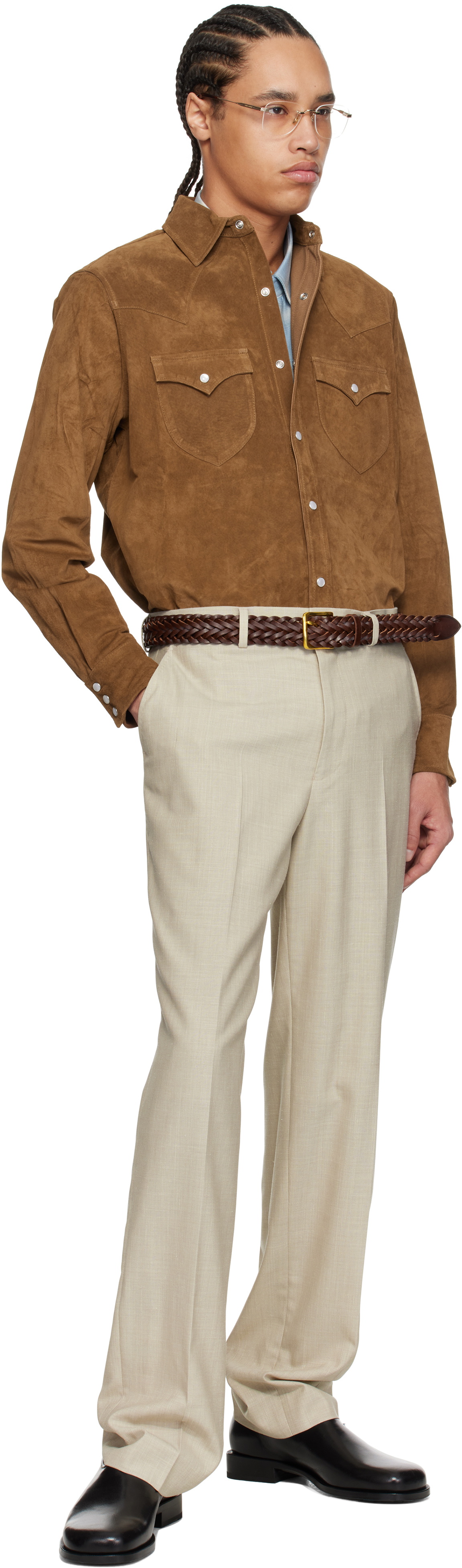 Carter Young Beige Flat Front Trousers