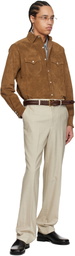 Carter Young Beige Flat Front Trousers