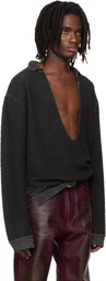 424 Black Dropped Shoulder Sweater