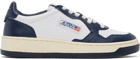 AUTRY White & Navy Medalist Low Sneakers